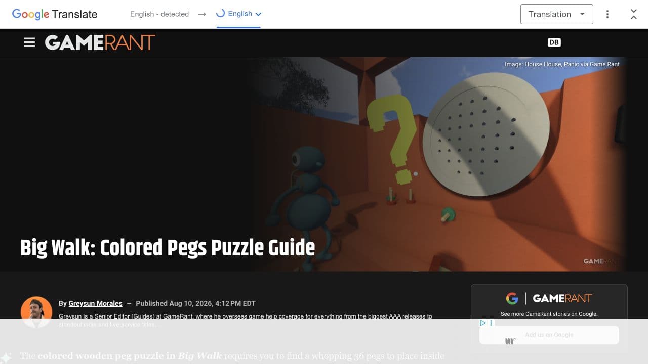 Big Walk Colored Pegs color-location guide